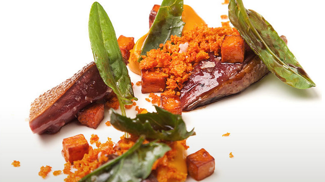 Anjou Pigeon, Sweet Potato, Sorrel