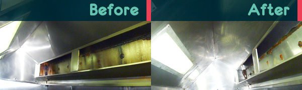 kitchen canopy cleaning - before and after cleaning by Lotus Commercial