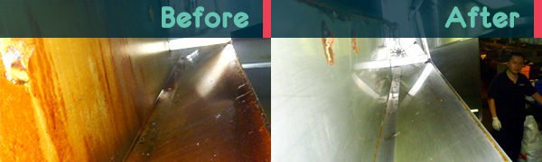 filter cavity before and after cleaning by Lotus Commercial